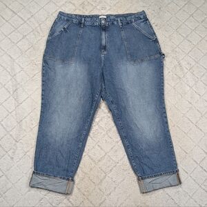 Good American Jeans Womens 20 Blue Weekender High Rise Slim Straight Cuffed